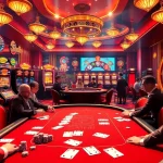 Engage in the exhilarating đánh bài đổi thưởng experience at a vibrant casino, showcasing players and lively gaming elements.